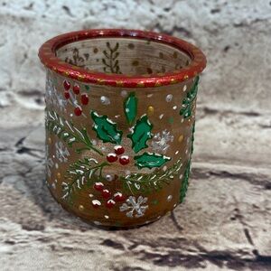 NWOT- Festive Holiday Tea Light Candle Holder with Winter Design